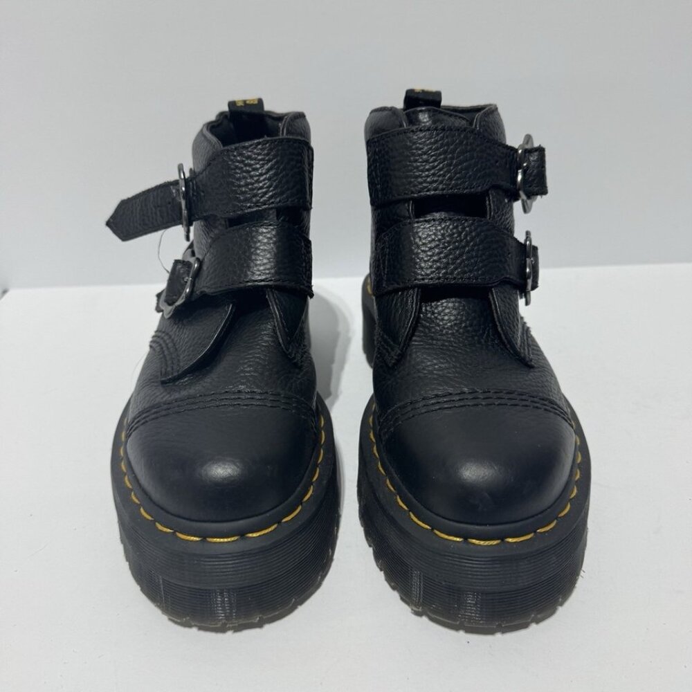 Dr Martens Womens Devon Flower Buckle Boots Black Size 7 M - Picture 3 of 5